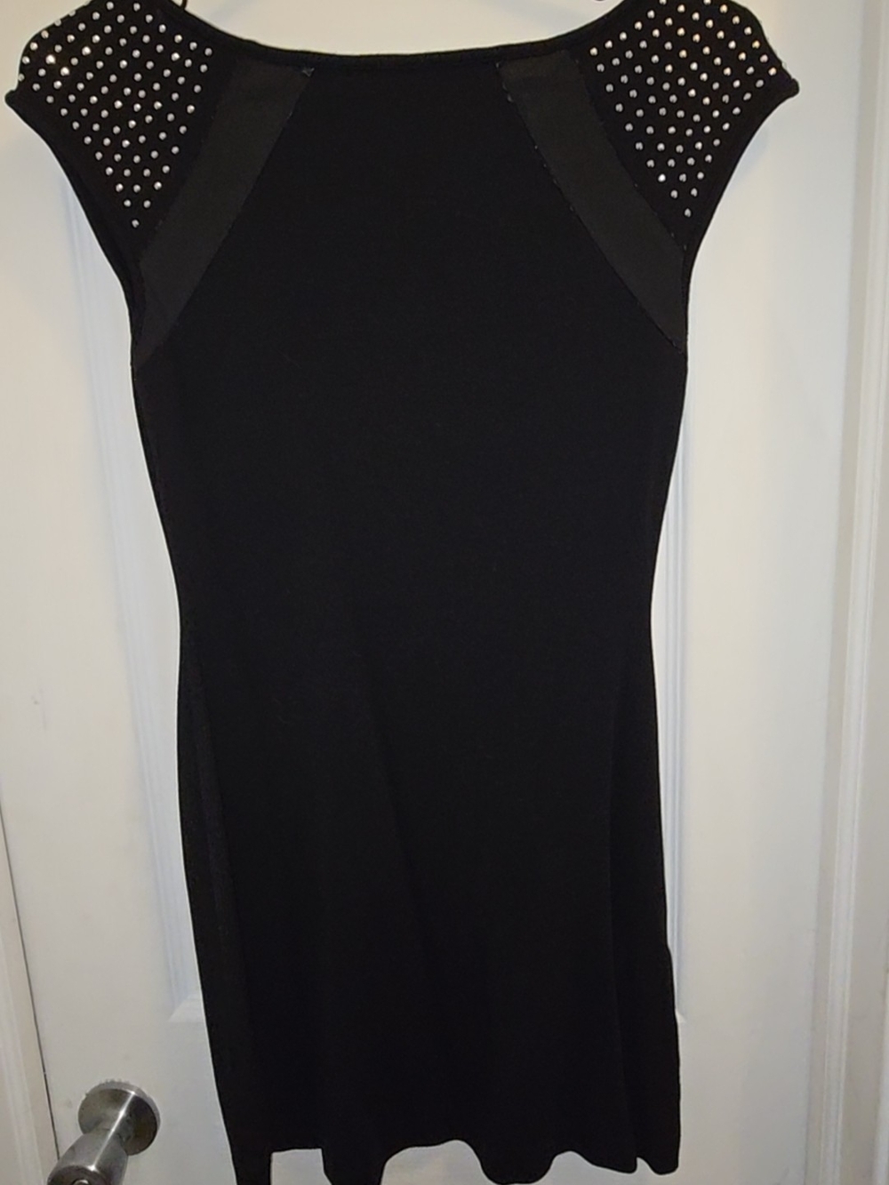 Express Black Midi Dress with Studded Cap Sleeves